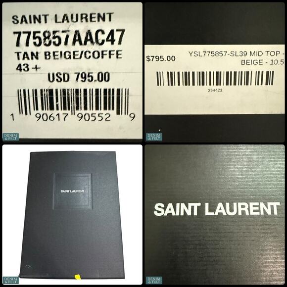 NEW Saint Laurent Court Classic SL/39 Beige Coffee Canvas High-Top Sneakers Luxe main image 7